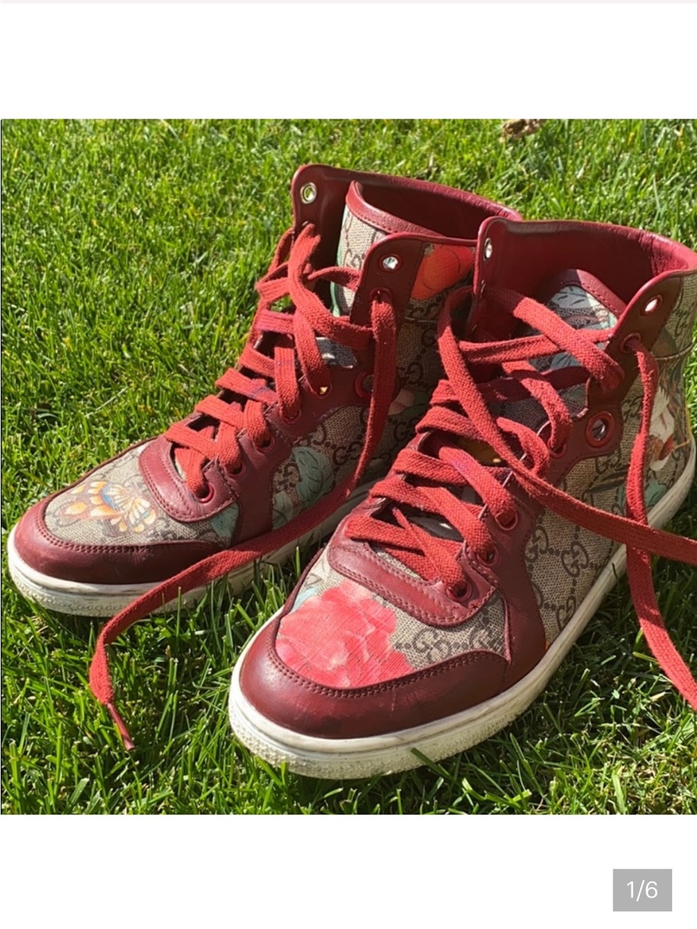 Gucci GG Supreme  Blooms High-Top Sneakers size 38 Authentic